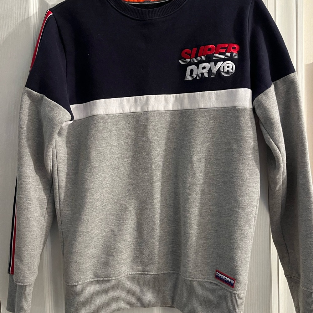 Superdry Men's Navy and Gray Crewneck Sweater